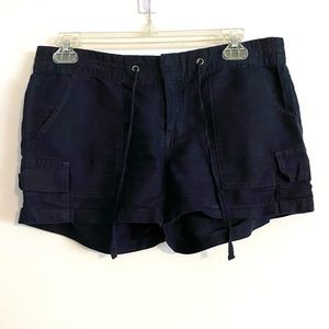 Navy Banana Republic Body Linen Cargo Shorts